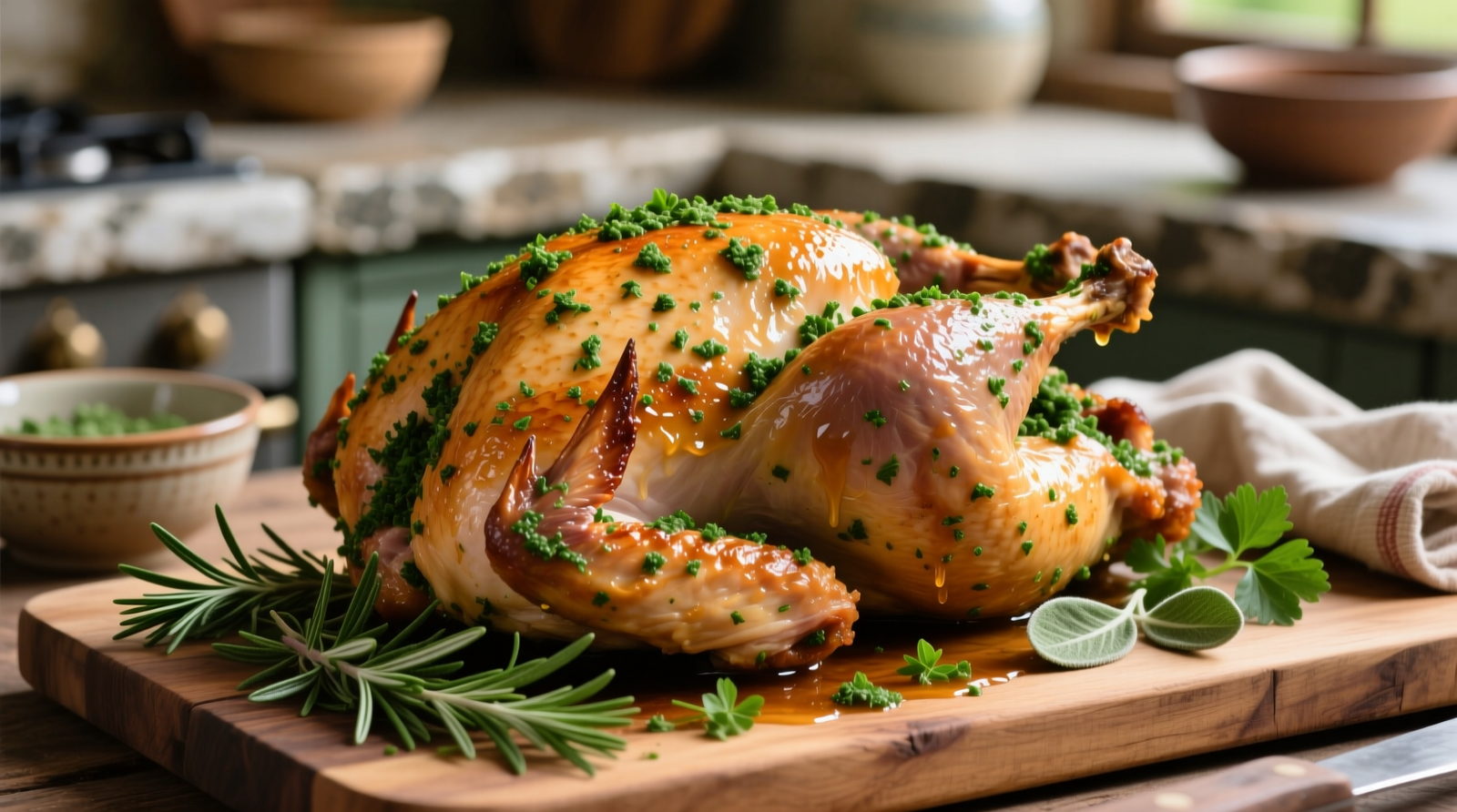 Easy Herb Rubbed Turkey: Juicy, Crispy & Done in 90 Min Prep