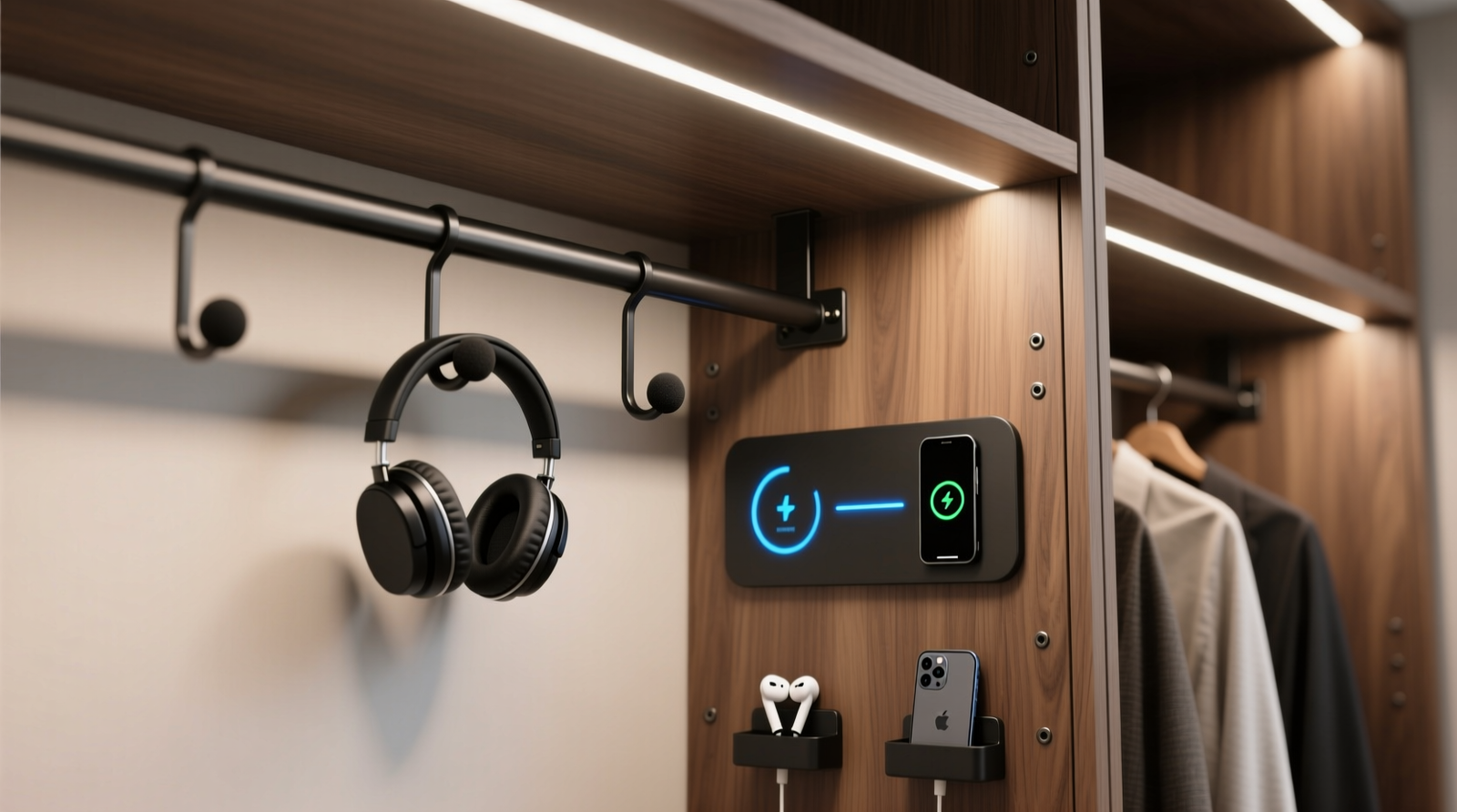 Closet Organization Tips: Hidden Headphone Hooks & Docks