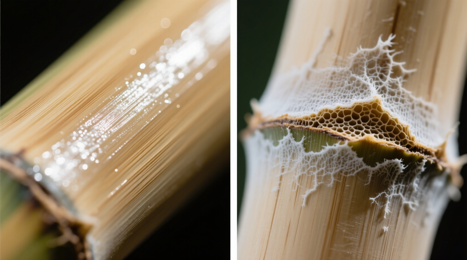 Close-up of a hand applying walnut oil to a smooth, warm-toned bamboo desk surface using a folded linen cloth, with natural light highlighting subtle grain texture and zero visible sheen or pooling