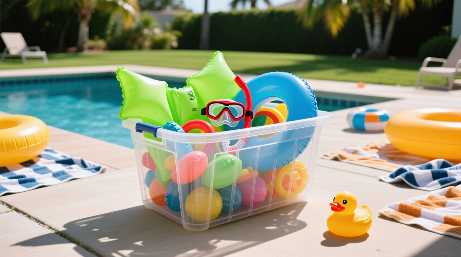 How to Organize Large Pool Toys with a Plastic Hamper