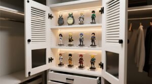 Anime figure closet door organization.jpg