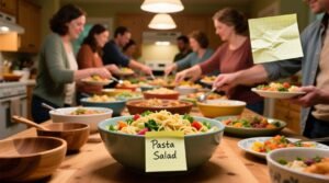 Avoid space issues at potluck buffets with post it note the science backed labeling system.jpg