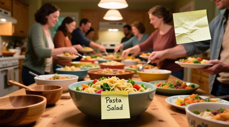 Avoid space issues at potluck buffets with post it note the science backed labeling system.jpg