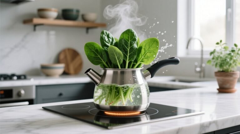 Blanch spinach by boiling your kettle not a pot of water.jpg