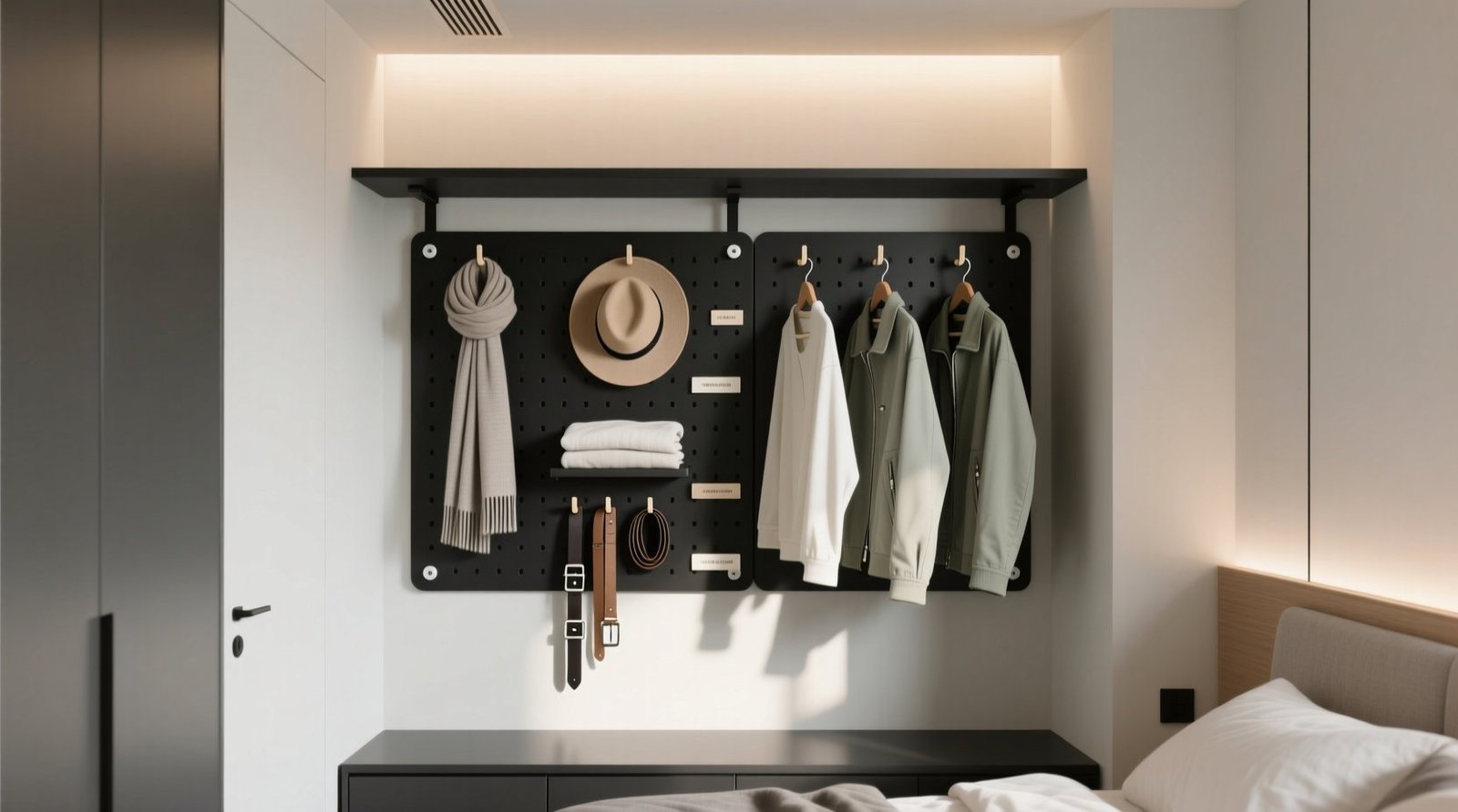 Capsule wardrobe organization with magnetic hooks.jpg