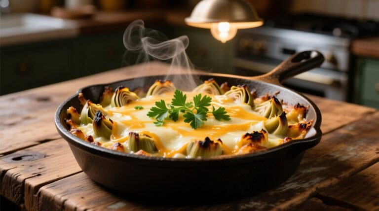Cheesy skillet artichoke dip food science hacks for perfect texture safety.jpg