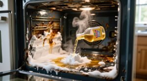 Clean an oven with vinegar and baking soda to avoid abrasion.jpg