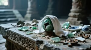 Clean up broken ornaments with wet paper towels safe non toxic method.jpg