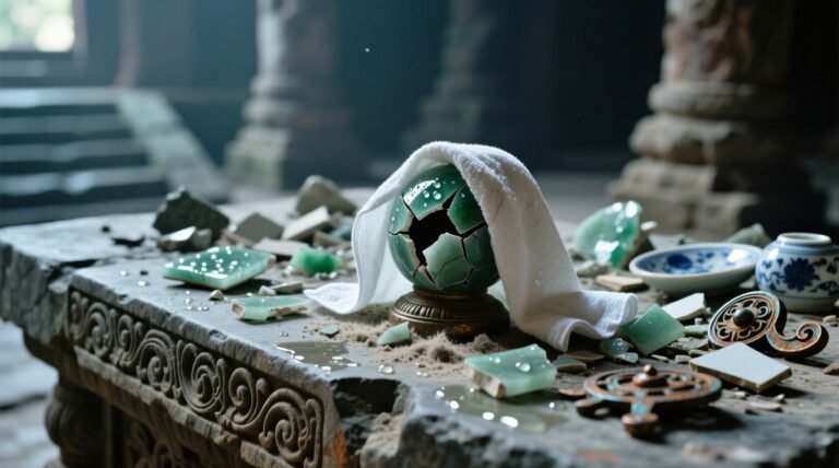 Clean up broken ornaments with wet paper towels safe non toxic method.jpg