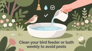 Clean your bird feeder or bath weekly to avoid pests and disease.jpg