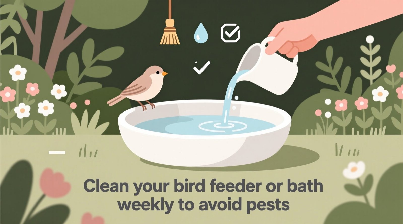 Clean your bird feeder or bath weekly to avoid pests and disease.jpg