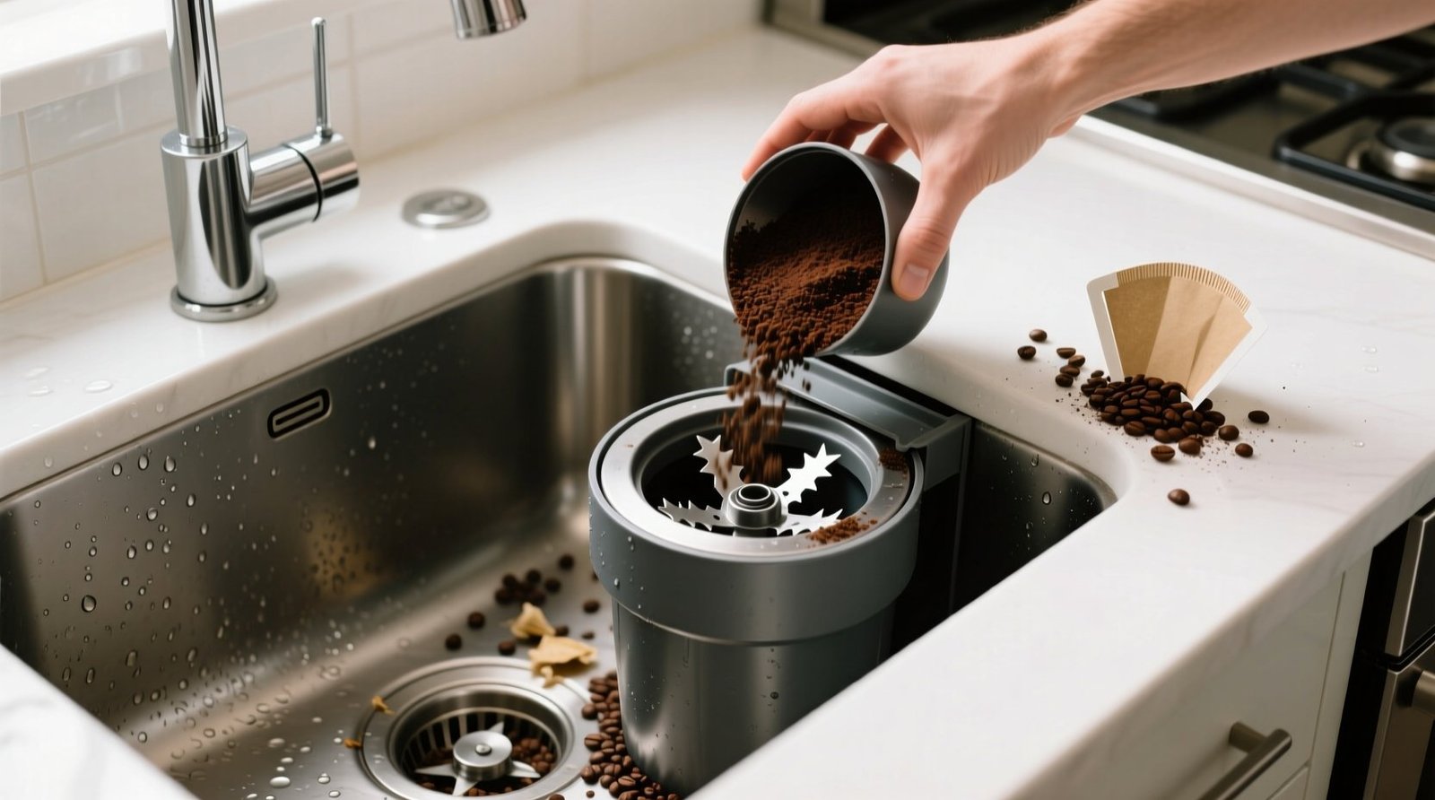 Clean your garbage disposal with used coffee grounds noheres what works.jpg