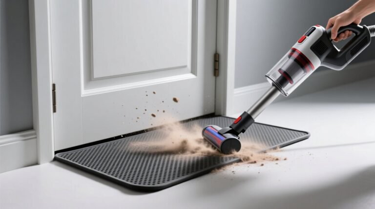 Closet floor mat vs no mat dust truth.jpg