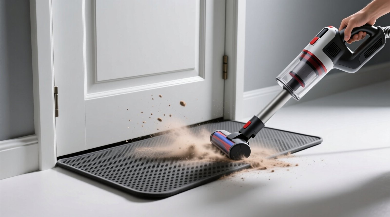 Closet floor mat vs no mat dust truth.jpg