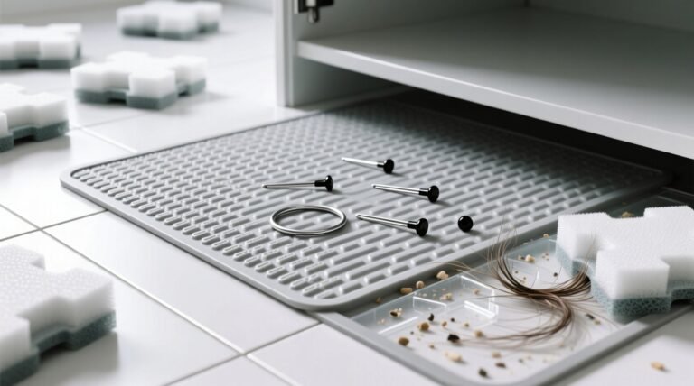 Closet floor mats vs foam tiles hair tie recovery.jpg