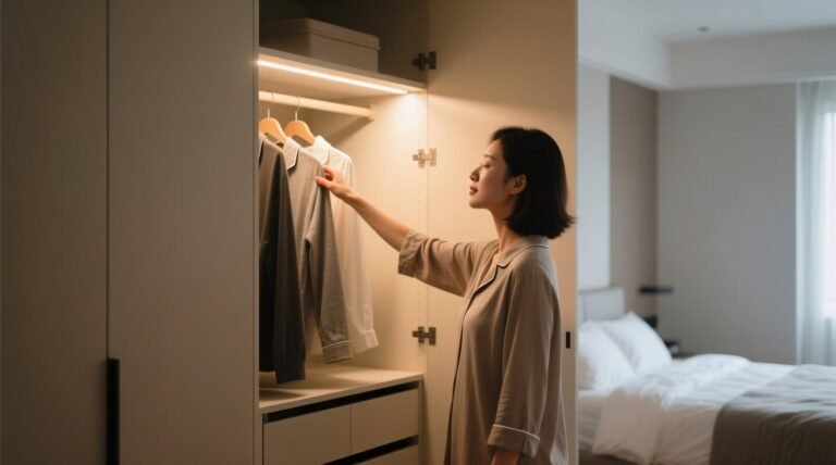 Closet lighting for eye strain relief at 6am.jpg