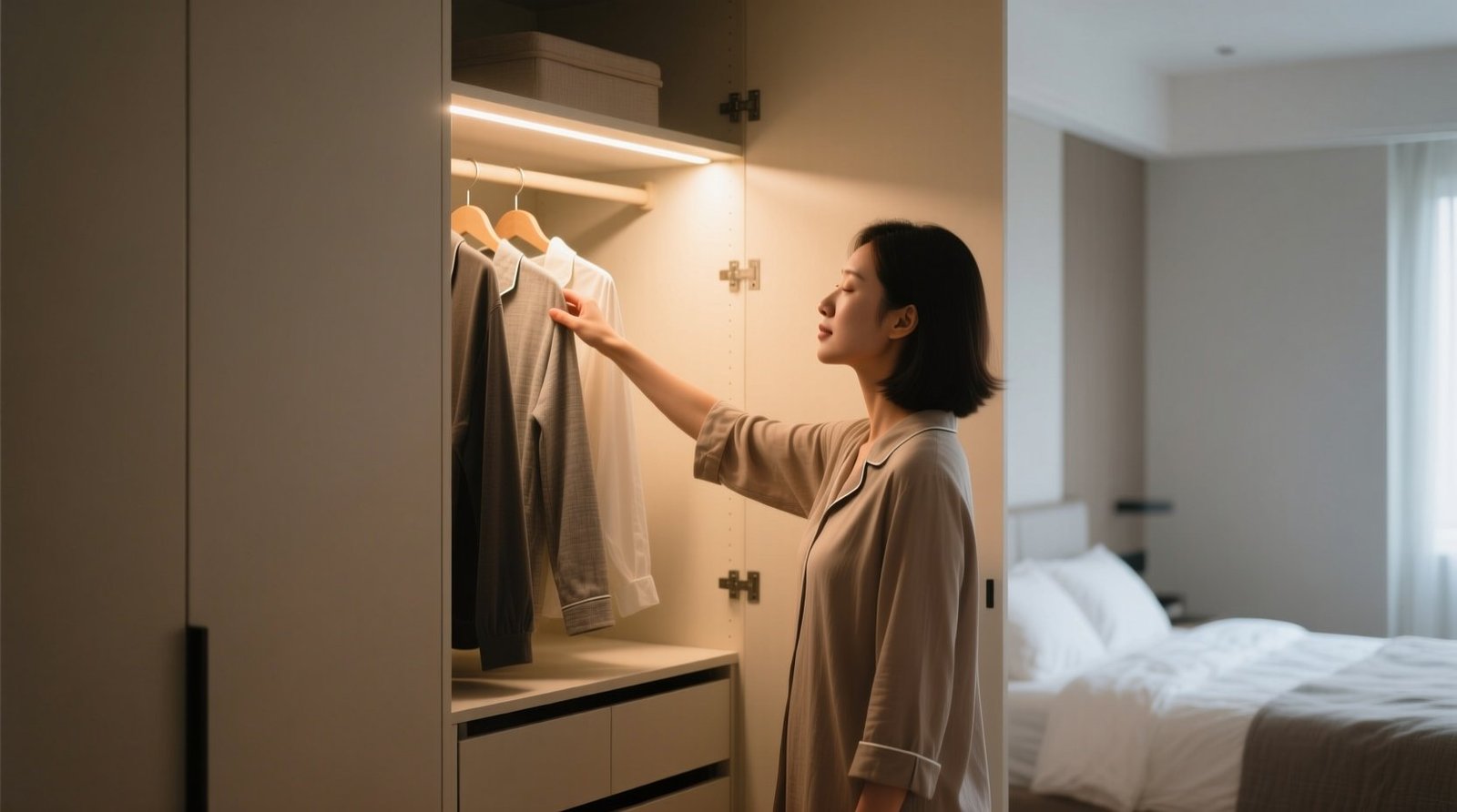 Closet lighting for eye strain relief at 6am.jpg