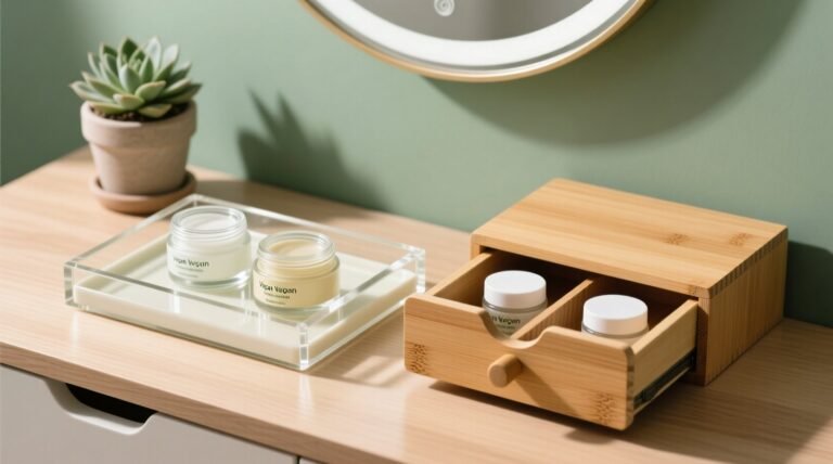 Closet organization tips acrylic vs bamboo for vegan beauty refills.jpg