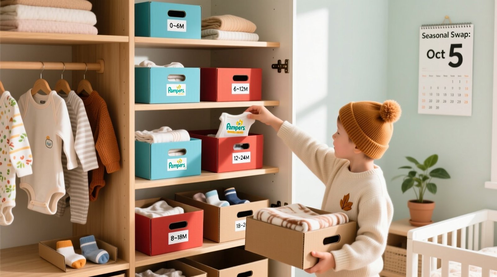 Closet organization tips baby clothes by size season.jpg