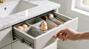 Closet organization tips beauty sponge brush storage.jpg