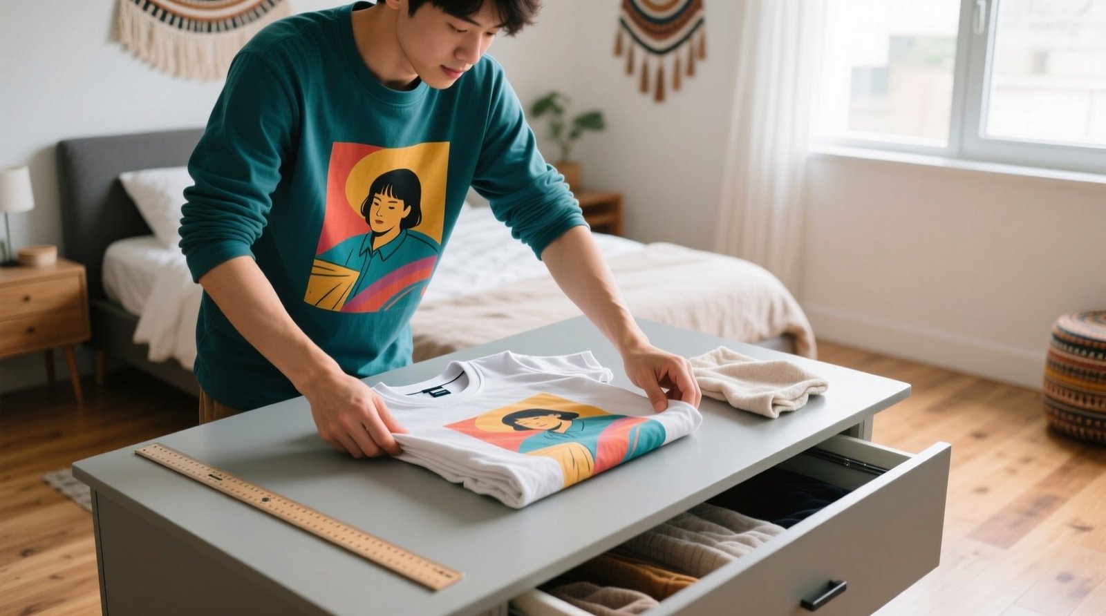 Closet organization tips fold graphic tees without creasing prints.jpg