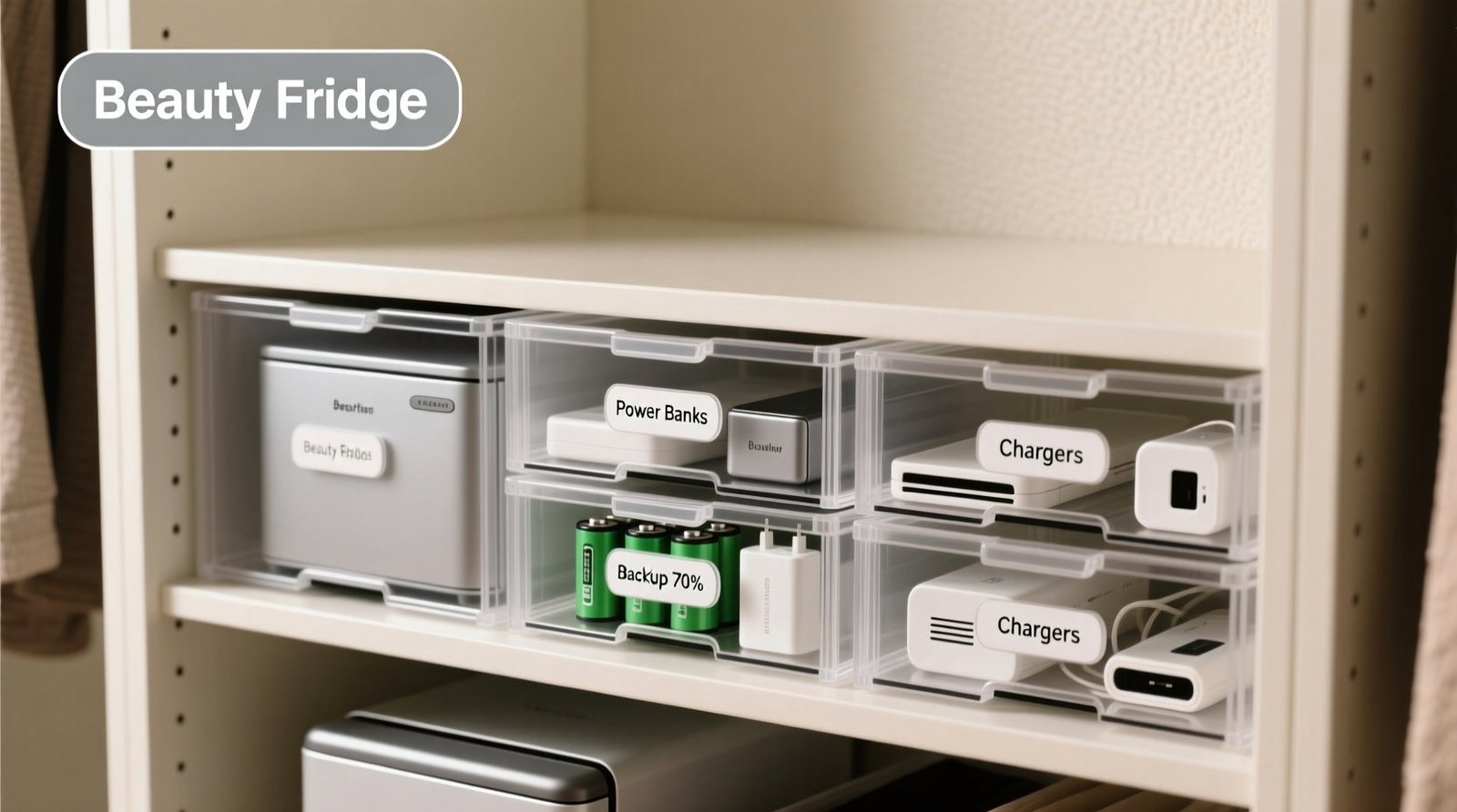 Closet organization tips for beauty fridges chargers.jpg
