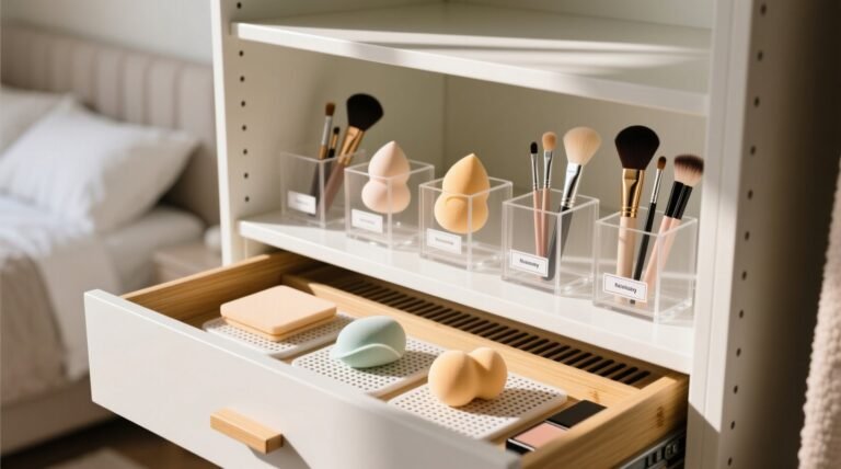 Closet organization tips for beauty sponges brushes.jpg