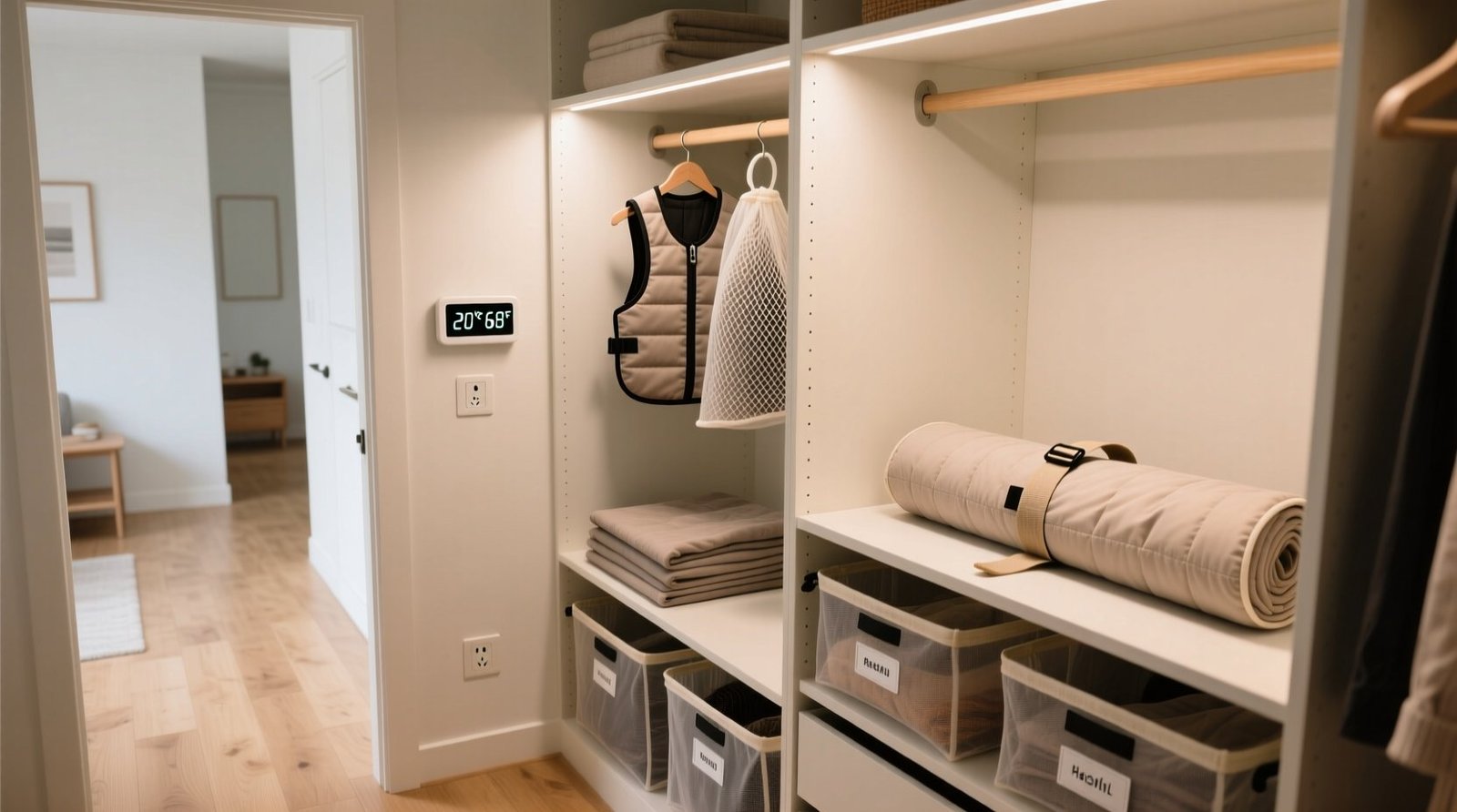 Closet organization tips for pet cooling heating gear.jpg