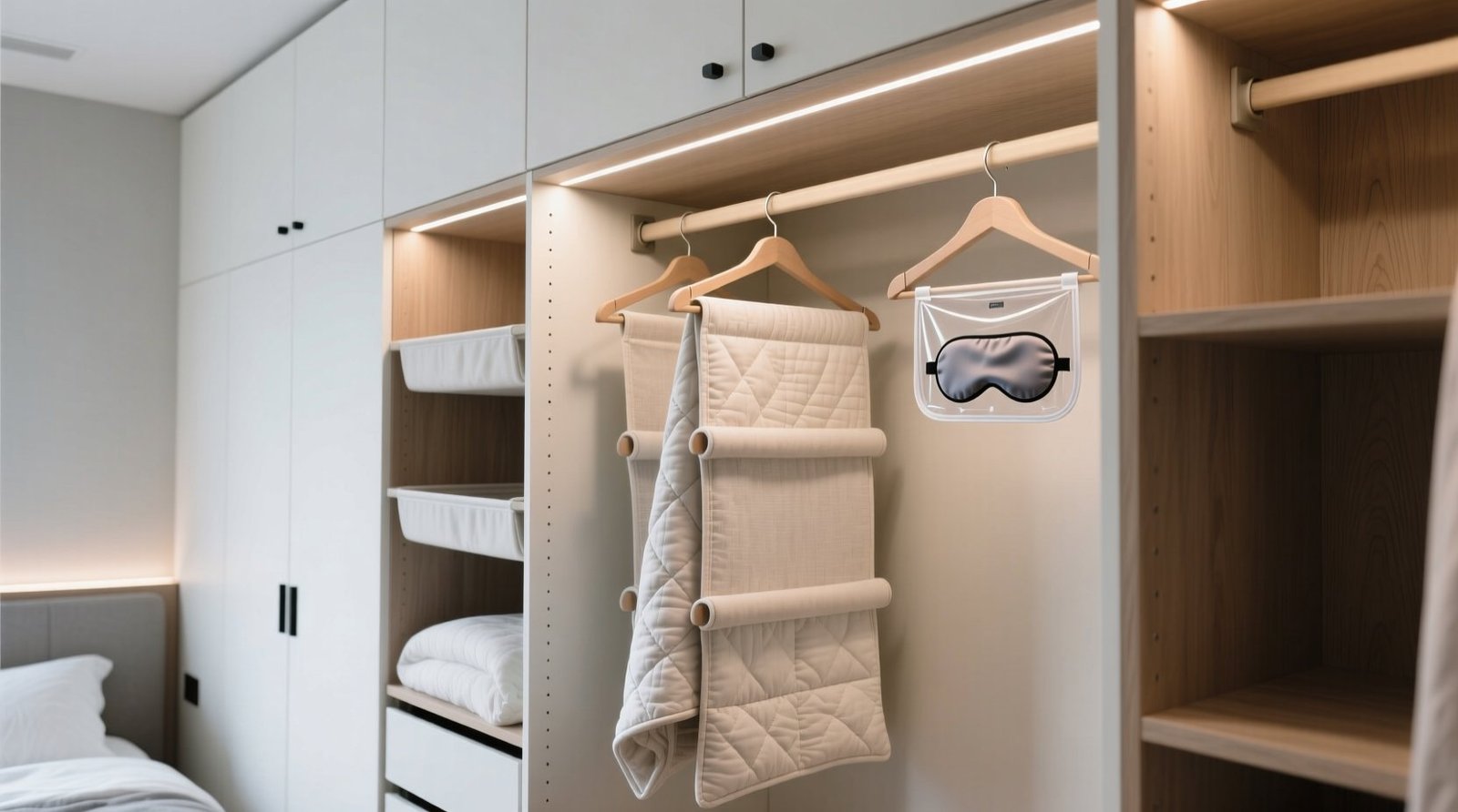 Closet organization tips for weighted blankets sleep masks.jpg
