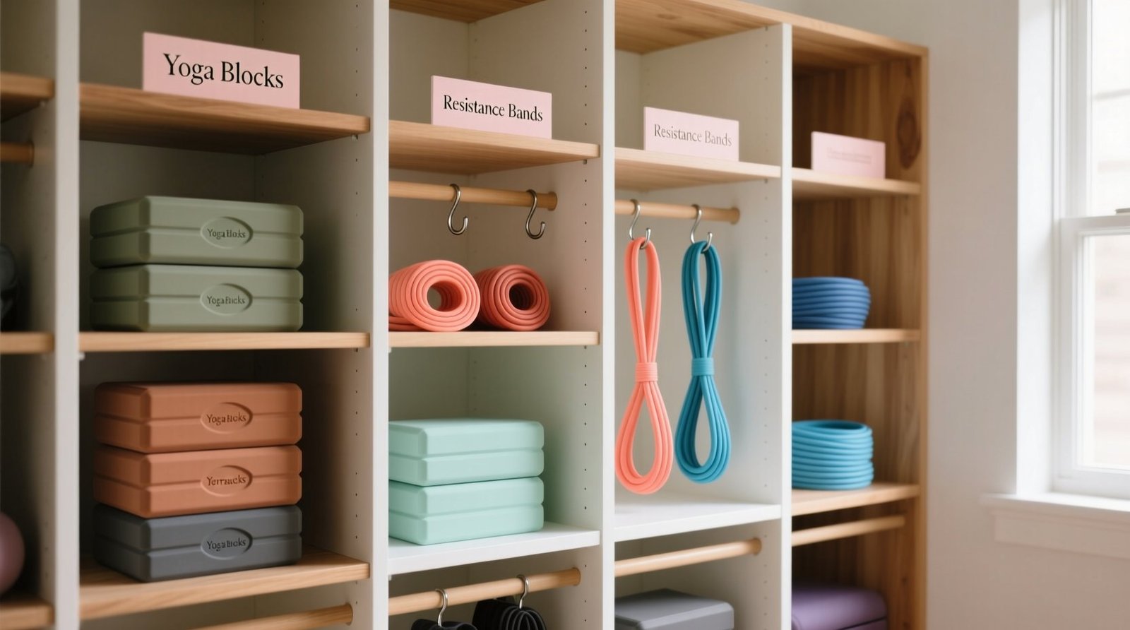 Closet organization tips for yoga blocks bands.jpg