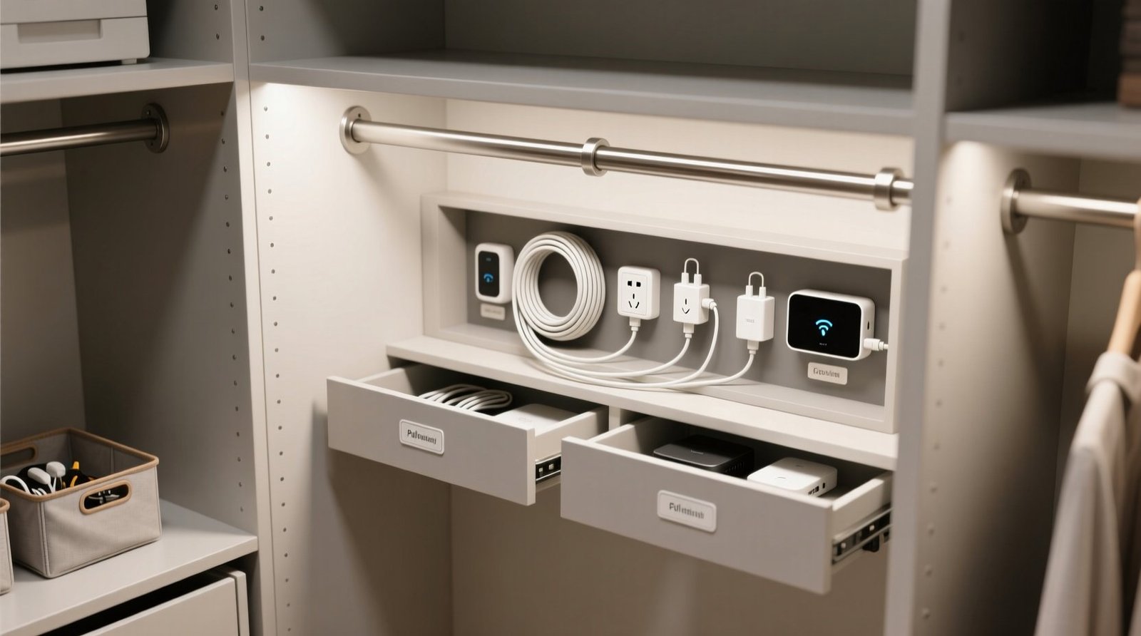 Closet organization tips hide cables charging stations.jpg