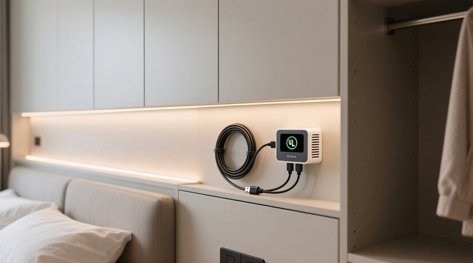 Closet organization tips hide charging cords safely.jpg