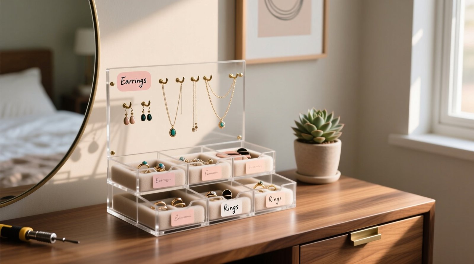 Closet organization tips jewelry sorting without drilling.jpg