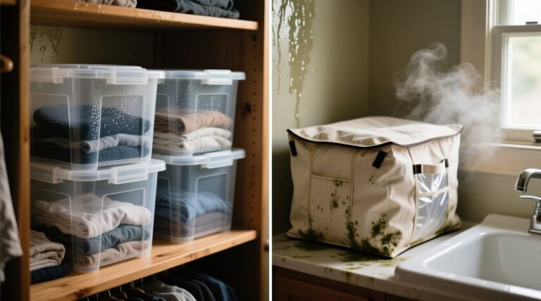 Closet organization tips plastic bins beat fabric in humidity.jpg