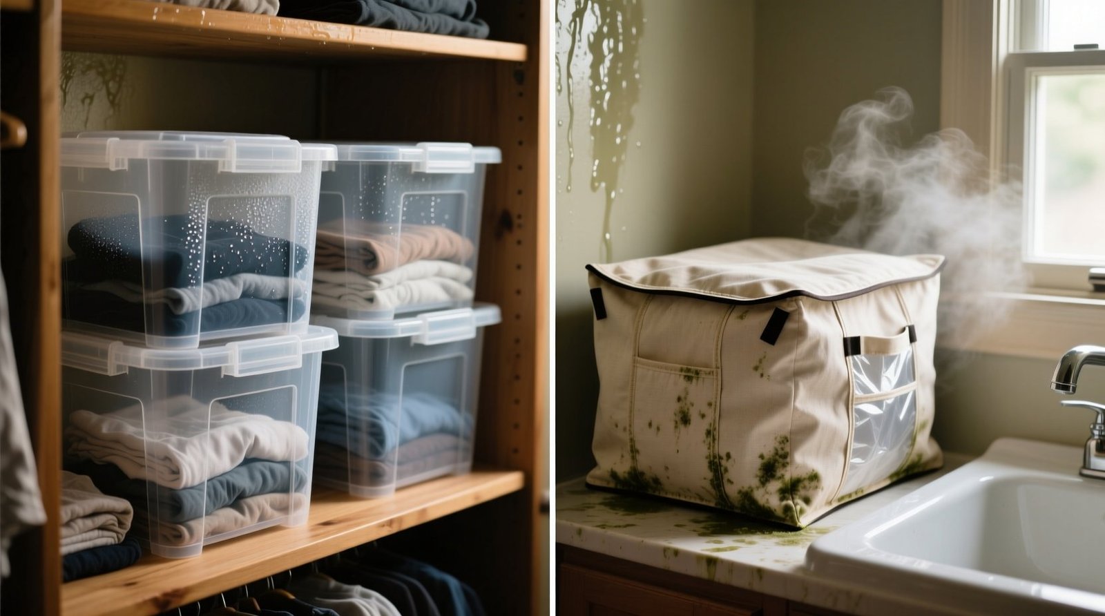 Closet organization tips plastic bins beat fabric in humidity.jpg