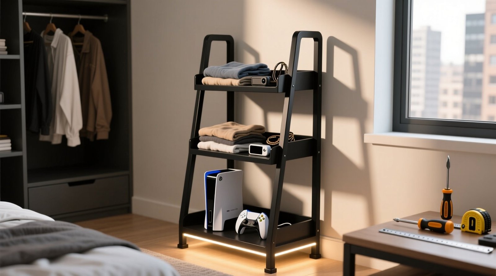 Closet organization tips repurpose a gaming console stand.jpg