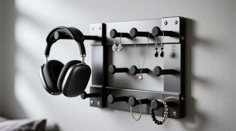Closet organization tips repurpose headset stands as jewelry pegs.jpg