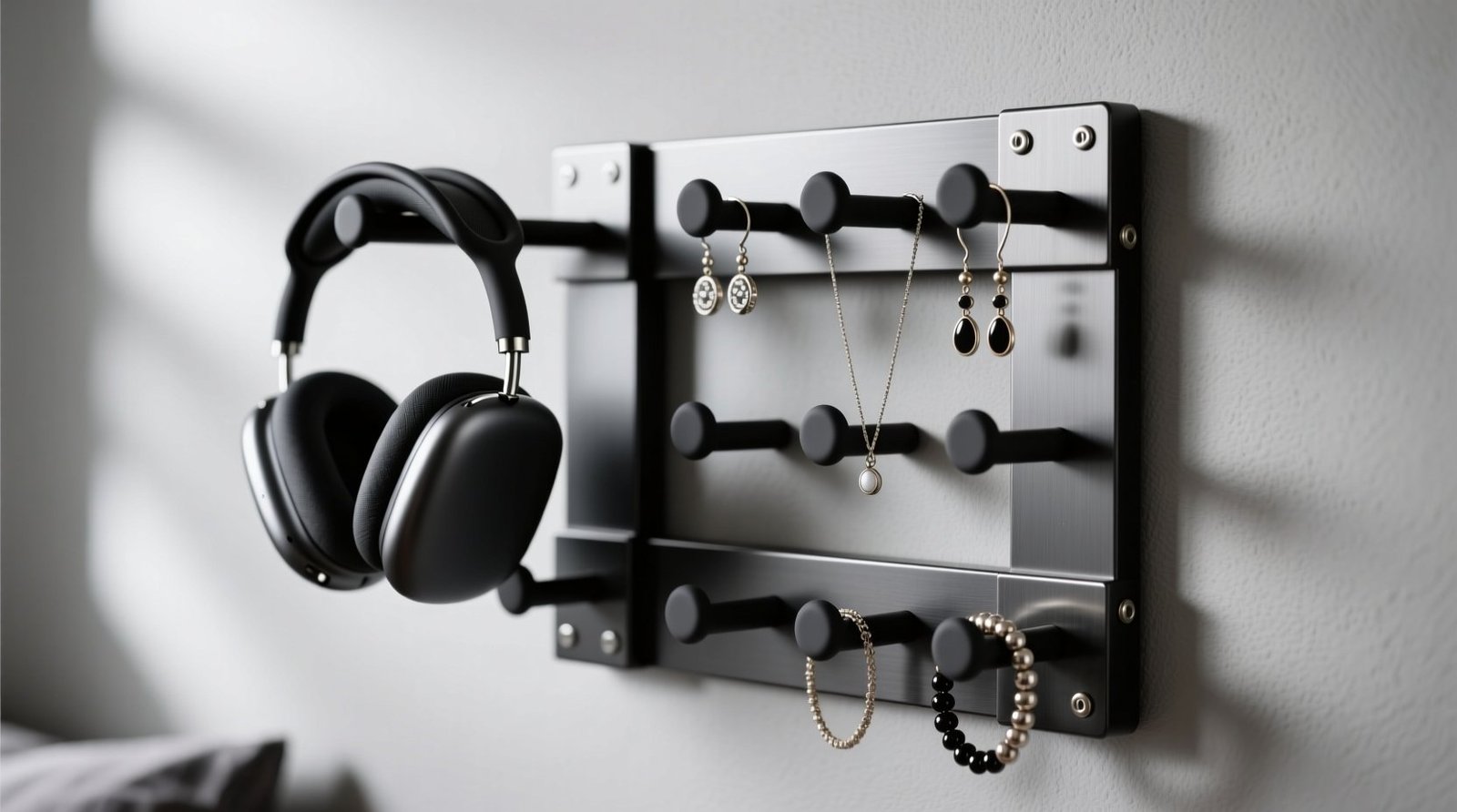 Closet organization tips repurpose headset stands as jewelry pegs.jpg