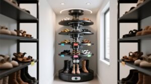 Closet organization tips rotating shoe rack reality check.jpg