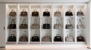 Closet organization tips store statement handbags vertically.jpg