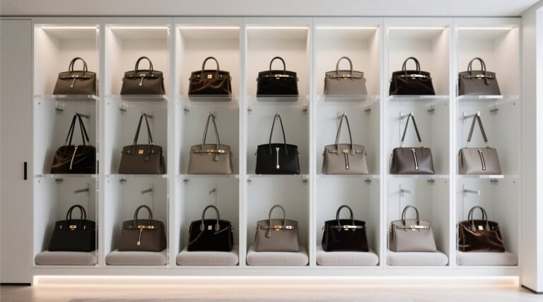Closet organization tips store statement handbags vertically.jpg