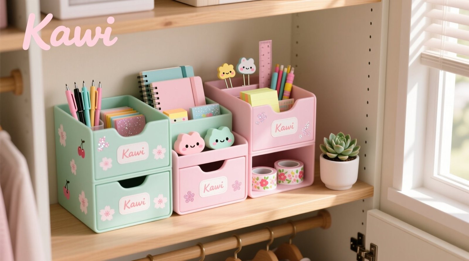 Closet organization with kawaii stationery storage.jpg