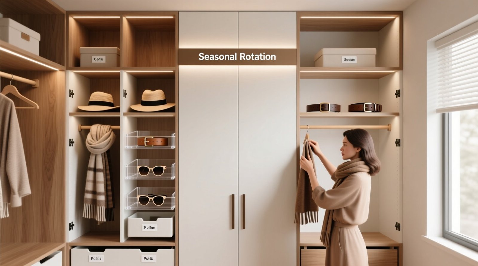 Closet wall rotation for seasonal accessories.jpg