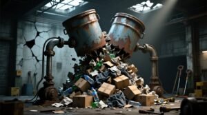 Compress your trash with two large buckets eco cleaning waste reduction.jpg