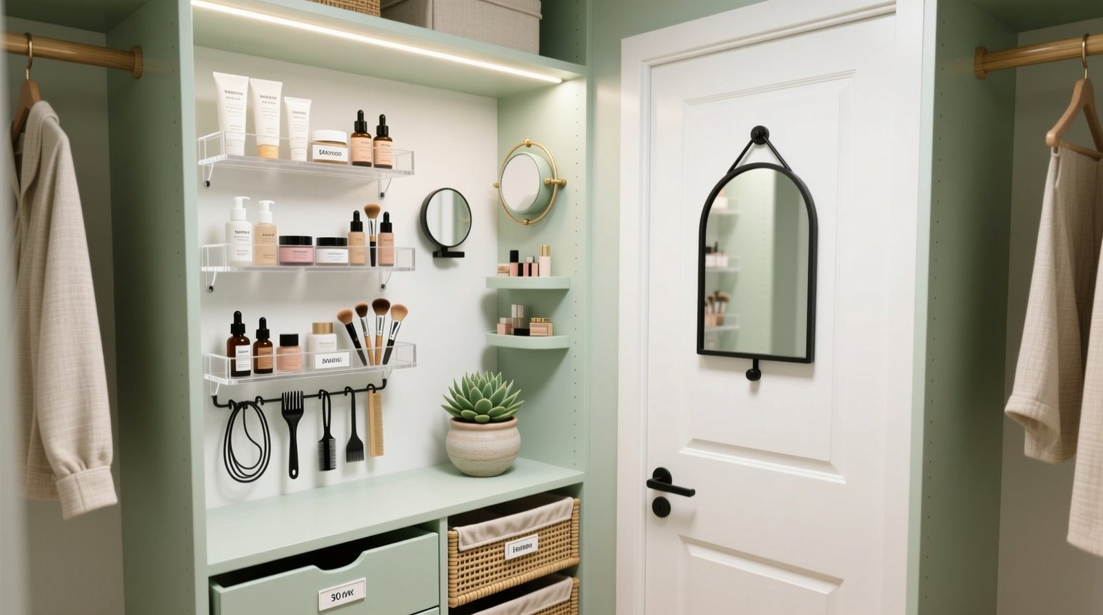 Convert linen closet to beauty staging zone.jpg