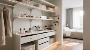 Convert linen closet to beauty supply command center.jpg