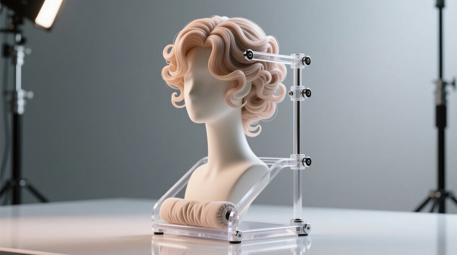 Cosplay wig storage on adjustable stands.jpg