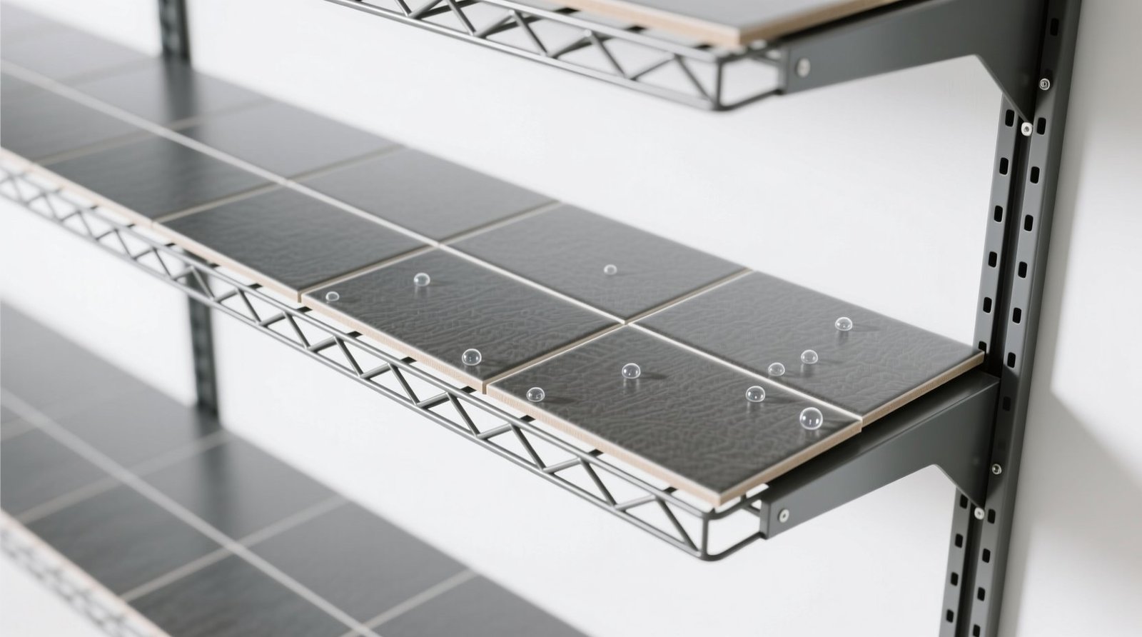 Cover wire shelves with self adhesive vinyl floor tiles a textile safe fix.jpg