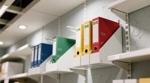 Create hanging file storage from ikea shelf brackets.jpg