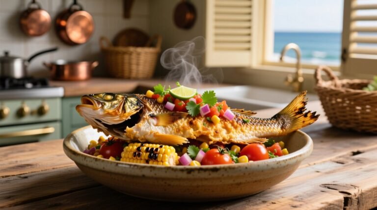 Crispy fish charred corn sun gold tomato salsa recipe pro method.jpg